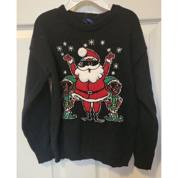 Tahari Santa & Elves Sweater Size 4T Black Knit Long Sleeve, NWT - Picture 1 of 5